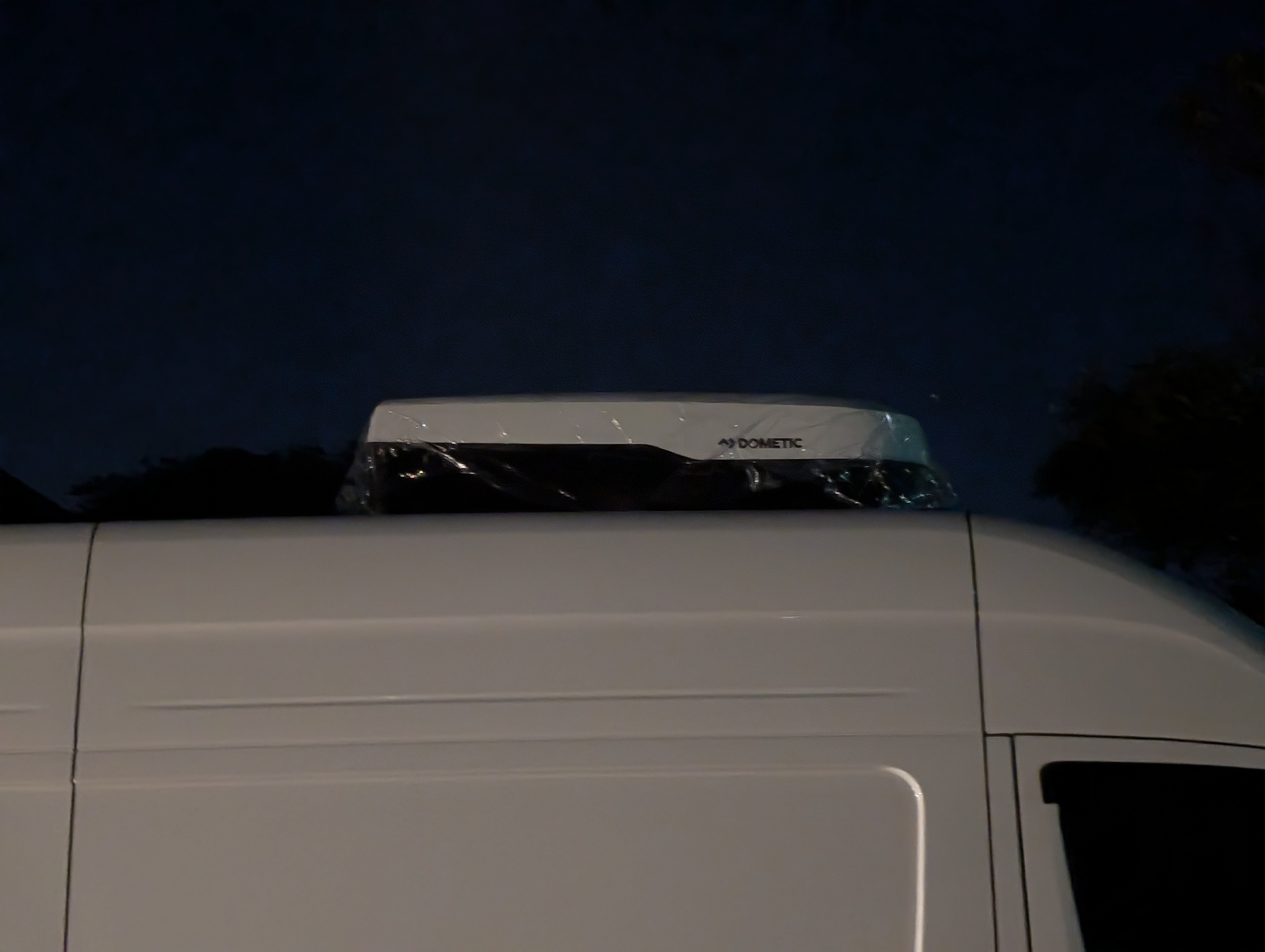 Rooftop air conditioner on a campervan