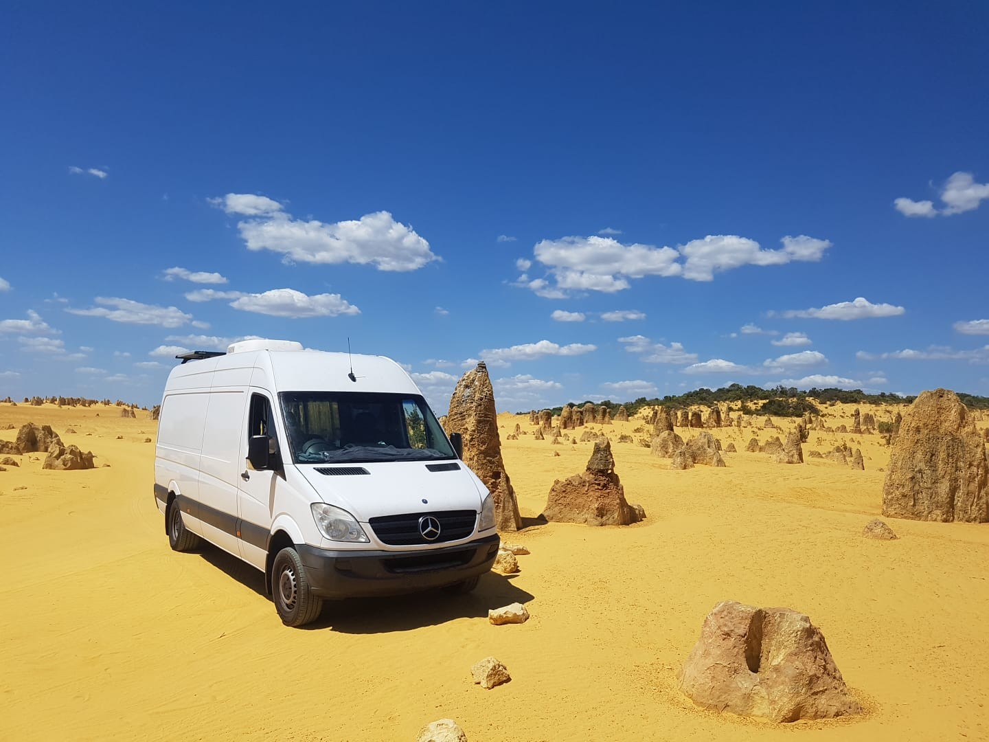 Rooftop solar panels on a campervan
